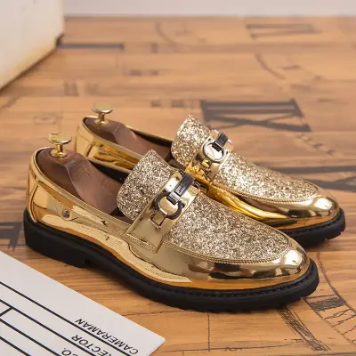  BRITISH MEN'S GOLD BUSINESS SHOES